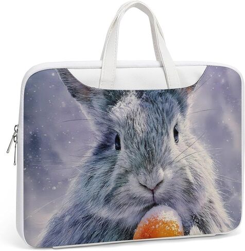 Rabbits Easter Egg Snowy Leather Laptop Bag Handheld Slim Computer Bags Business Briefcase in Kuwait