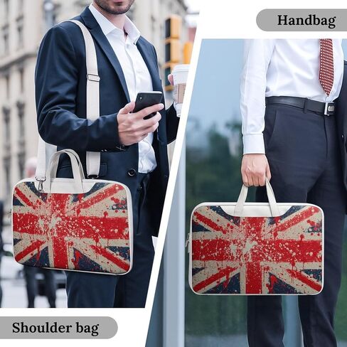 حقيبة كمبيوتر محمول جلدية متناثرة عليها العلم البريطاني، حقيبة كمبيوتر رفيعة محمولة باليد، حقيبة عمل in Kuwait