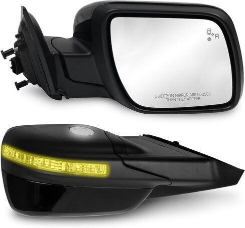 Passenger Side Mirror Assembly Compatible with Ford Explorer 2011-2019 Rearview Mirror with Power Heated Adjustable, Turn Signal, Puddle Lamp, Blind Spot Monitor Replace FO1321617 (9 Pin Right) in Kuwait