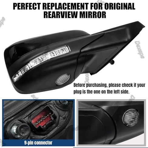 Passenger Side Mirror Assembly Compatible with Ford Explorer 2011-2019 Rearview Mirror with Power Heated Adjustable, Turn Signal, Puddle Lamp, Blind Spot Monitor Replace FO1321617 (9 Pin Right) in Kuwait