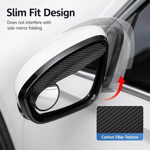 Blind Spot Mirrors for Car, 2 Pack 360° Adjustable Convex Side Mirror with Rain Guard Visor, Stick on Rear View Mirror Auxiliary Mirror for Cars, SUVs, Trucks, Parking and Lane Changing Assist in Saudi Arabia
