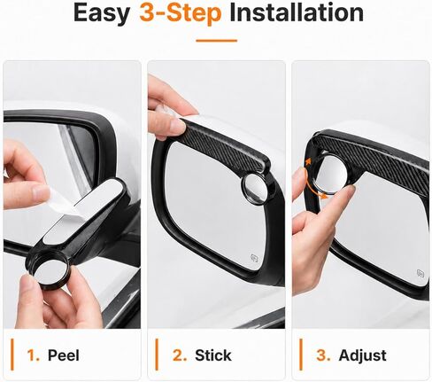 Blind Spot Mirrors for Car, 2 Pack 360° Adjustable Convex Side Mirror with Rain Guard Visor, Stick on Rear View Mirror Auxiliary Mirror for Cars, SUVs, Trucks, Parking and Lane Changing Assist in Saudi Arabia