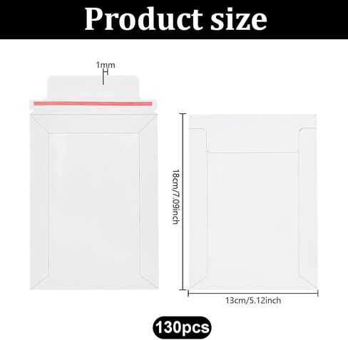 PH PandaHall 130pcs White Paper Shipping Envelopes Self Seal Card Mailers 7x5 Inch Rigid Mailers Envelopes Photo Mailers Shipping Envelope for Trading Cards Protection Mailing and Collection Storage in Kuwait