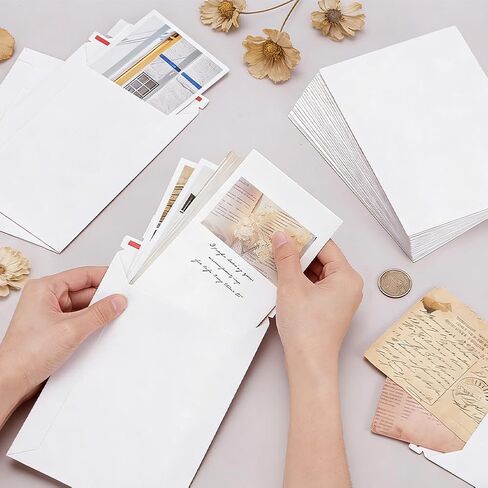 PH PandaHall 130pcs White Paper Shipping Envelopes Self Seal Card Mailers 7x5 Inch Rigid Mailers Envelopes Photo Mailers Shipping Envelope for Trading Cards Protection Mailing and Collection Storage in Kuwait