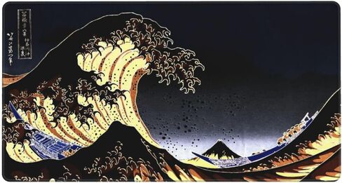 Anime Mouse Pad Great Wave Dark Brown Large Mouse Pad Desk Mat XL Extended Gaming Mousepad Vivid Printing Rubber Base Smooth Surface Stitched Edges for PC Gamer Office 15.7x29.5in in Kuwait