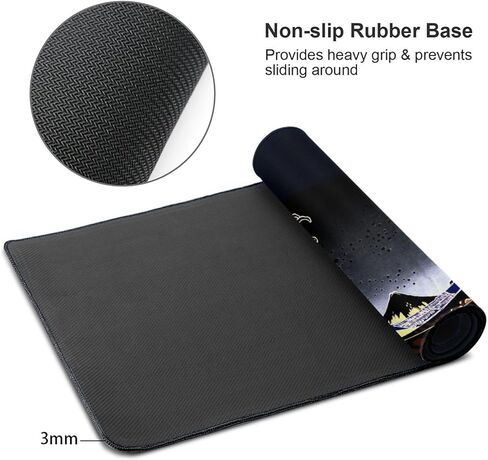 Anime Mouse Pad Great Wave Dark Brown Large Mouse Pad Desk Mat XL Extended Gaming Mousepad Vivid Printing Rubber Base Smooth Surface Stitched Edges for PC Gamer Office 15.7x29.5in in Kuwait