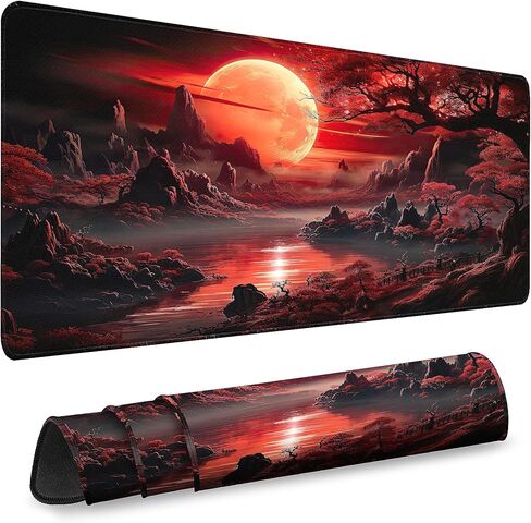 Gaming Mouse Pad - (31.5"×11.8") Large Mouse Pads for Desk - Desk Mat for Keyboard and Mouse with Non-Slip Base, Desks Pad Matfor Game/Office & Home (Cherry Blossoms Full Moon-13) in Saudi Arabia