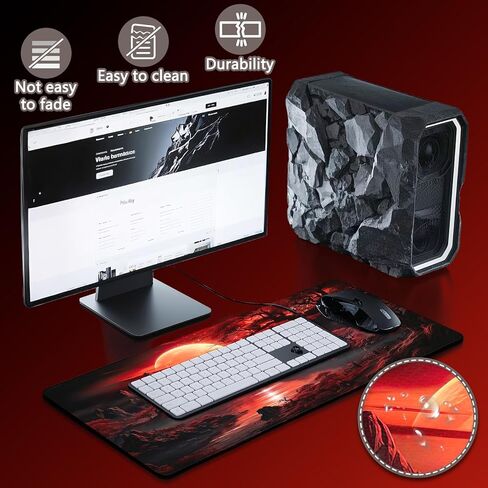Gaming Mouse Pad - (31.5"×11.8") Large Mouse Pads for Desk - Desk Mat for Keyboard and Mouse with Non-Slip Base, Desks Pad Matfor Game/Office & Home (Cherry Blossoms Full Moon-13) in Saudi Arabia
