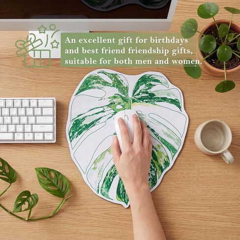 لوحة ماوس خضراء لطيفة من Crisky للمكتب، قاعدة مطاطية مضادة للانزلاق لديكور المكتب، المنزل، الكمبيوتر المحمول، الكمبيوتر الشخصي، 9.6 × 11.1 بوصة، تصميم Monstera البسيط in Kuwait