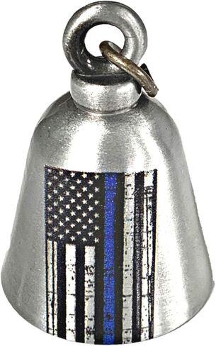 Kustom Cycle Parts Police Blue Line American Flag Motorcycle 'Evil Spirits' Biker Guard Bell. Our Custom Bells are Universal to All Models of Motorcycles. USA Designed (Matte Black Bell) in Kuwait