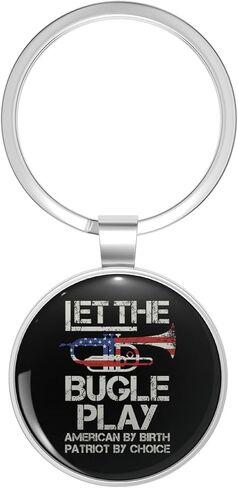 Memorial Day Let The Bugle Play Patriotic Metal Double Sided Key Chain Keychain in Kuwait