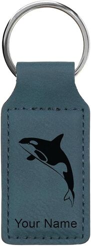 LaserGram Rectangle Keychain, Killer Whale, Personalized Engraving Included in Kuwait