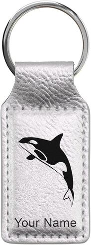 LaserGram Rectangle Keychain, Killer Whale, Personalized Engraving Included in Kuwait