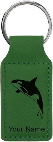 LaserGram Rectangle Keychain, Killer Whale, Personalized Engraving Included in Kuwait