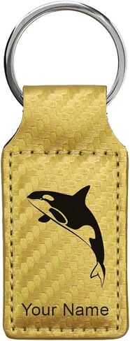 LaserGram Rectangle Keychain, Killer Whale, Personalized Engraving Included in Kuwait