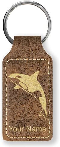 LaserGram Rectangle Keychain, Killer Whale, Personalized Engraving Included in Kuwait