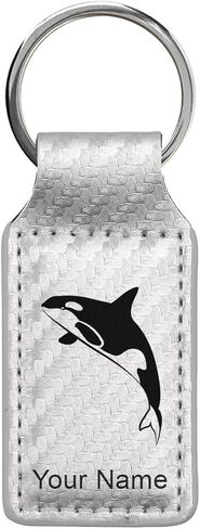 LaserGram Rectangle Keychain, Killer Whale, Personalized Engraving Included in Kuwait