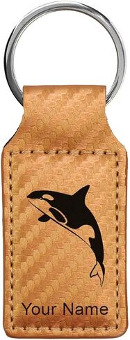 LaserGram Rectangle Keychain, Killer Whale, Personalized Engraving Included in Kuwait