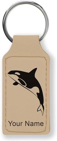 LaserGram Rectangle Keychain, Killer Whale, Personalized Engraving Included in Kuwait