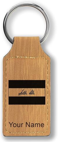 LaserGram Rectangle Keychain, Flag of Iraq, Personalized Engraving Included in Kuwait