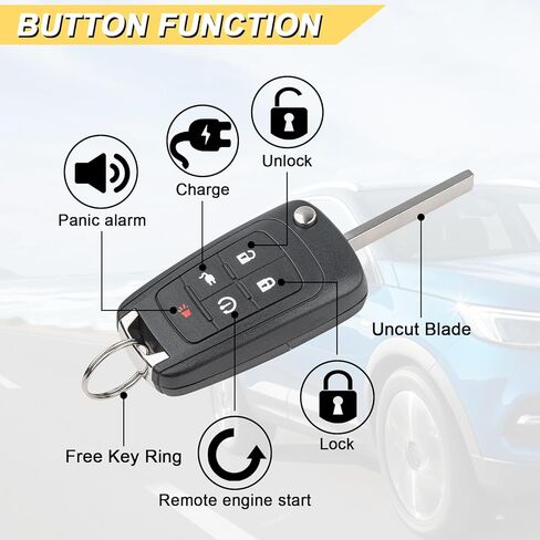 استبدال Vurkcy Key Fob لسيارة Chevy Volt 2011-2015 للتحكم عن بعد للدخول بدون مفتاح، OHT05918179، 5 أزرار in Kuwait