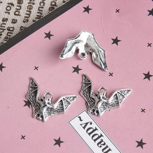 Opexicos 100Pcs Antique Silver Bat Charm DIY Making Accessories 23 x 17 mm in Kuwait