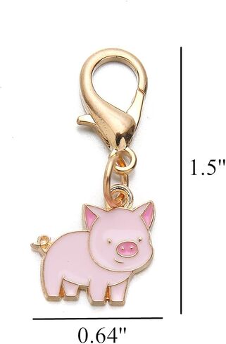 PHAETON 50PCS Pink Pig Charm with Lobster Clasp, Enamel Animal PendantPig Charm Keychain for Backpack, Key, Necklace, Bracelet, Jewelry Making in Kuwait