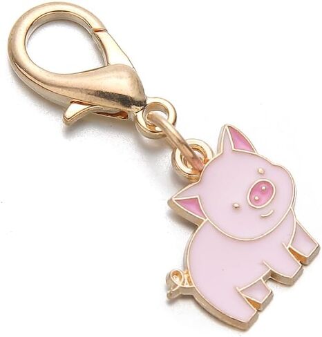PHAETON 50PCS Pink Pig Charm with Lobster Clasp, Enamel Animal PendantPig Charm Keychain for Backpack, Key, Necklace, Bracelet, Jewelry Making in Kuwait