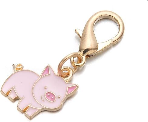 PHAETON 50PCS Pink Pig Charm with Lobster Clasp, Enamel Animal PendantPig Charm Keychain for Backpack, Key, Necklace, Bracelet, Jewelry Making in Kuwait