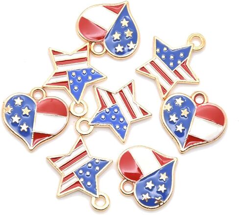 50 قطعة العلم الأمريكي حلية قلادة صغيرة شقة قلادة مطلية بالمينا سكرابوكينغ مفتاح سلسلة Charms سوار قلادة Charms شكل نجمة أقراط Charms in Kuwait