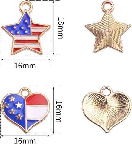 50 قطعة العلم الأمريكي حلية قلادة صغيرة شقة قلادة مطلية بالمينا سكرابوكينغ مفتاح سلسلة Charms سوار قلادة Charms شكل نجمة أقراط Charms in Kuwait