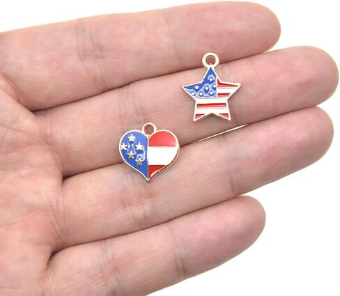 50 قطعة العلم الأمريكي حلية قلادة صغيرة شقة قلادة مطلية بالمينا سكرابوكينغ مفتاح سلسلة Charms سوار قلادة Charms شكل نجمة أقراط Charms in Kuwait