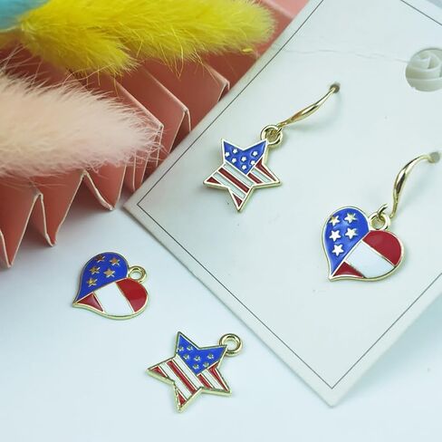 50 قطعة العلم الأمريكي حلية قلادة صغيرة شقة قلادة مطلية بالمينا سكرابوكينغ مفتاح سلسلة Charms سوار قلادة Charms شكل نجمة أقراط Charms in Kuwait