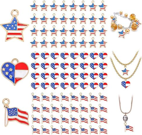 50 قطعة العلم الأمريكي حلية قلادة صغيرة شقة قلادة مطلية بالمينا سكرابوكينغ مفتاح سلسلة Charms سوار قلادة Charms شكل نجمة أقراط Charms in Kuwait
