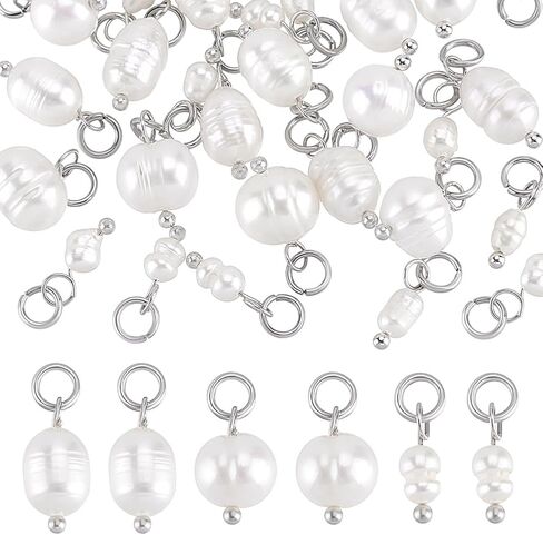 PH PandaHall Natural Pearl Pendant Charms, Pearl Bead Pendant with Loop Creamy Freshwater Pearls for DIY Jewellery Making in Kuwait