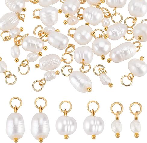 PH PandaHall Natural Pearl Pendant Charms, Pearl Bead Pendant with Loop Creamy Freshwater Pearls for DIY Jewellery Making in Kuwait