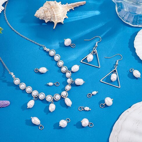 PH PandaHall Natural Pearl Pendant Charms, Pearl Bead Pendant with Loop Creamy Freshwater Pearls for DIY Jewellery Making in Kuwait
