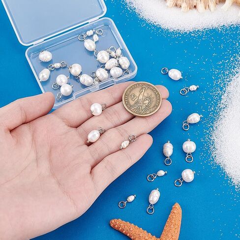 PH PandaHall Natural Pearl Pendant Charms, Pearl Bead Pendant with Loop Creamy Freshwater Pearls for DIY Jewellery Making in Kuwait