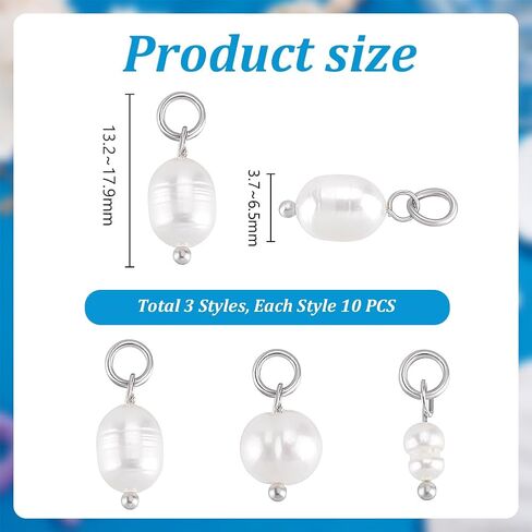 PH PandaHall Natural Pearl Pendant Charms, Pearl Bead Pendant with Loop Creamy Freshwater Pearls for DIY Jewellery Making in Kuwait