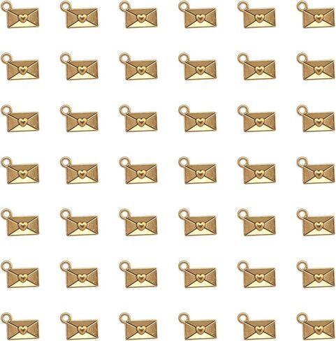 50 Pcs Love Envelop Charms 1.2 x 0.9 cm Cute Vintage Pendants for DIY Jewelry Making Kits Crafting Scrapbooking Necklace Bracelets Earring Keychain Supplies in Kuwait