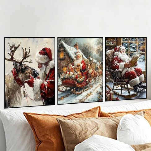 dipqyart 3 حزمة مجموعات الفن الماس للبالغين، مجموعات الرسم الماس عيد الميلاد للبالغين، 5d diy الحفر المستديرة جوهرة الفن الماس النقاط مجموعات لديكور المنزل هدية عطلة 12x16 بوصة (سانتا كلوز والرنة) in Kuwait