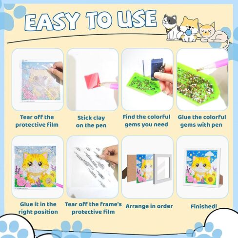 40pcs 5D Cartoon Diamond Painting Kits for Beginners, 6.7 x 6.7 In Cute Animal Diy Diamond Penguin Panda Arts and Crafts for Animal Party Decorations Party Favors Bag Fillers Supplies in Kuwait