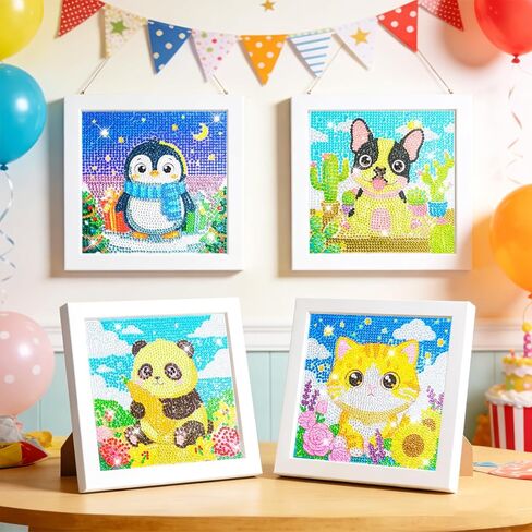 40pcs 5D Cartoon Diamond Painting Kits for Beginners, 6.7 x 6.7 In Cute Animal Diy Diamond Penguin Panda Arts and Crafts for Animal Party Decorations Party Favors Bag Fillers Supplies in Kuwait