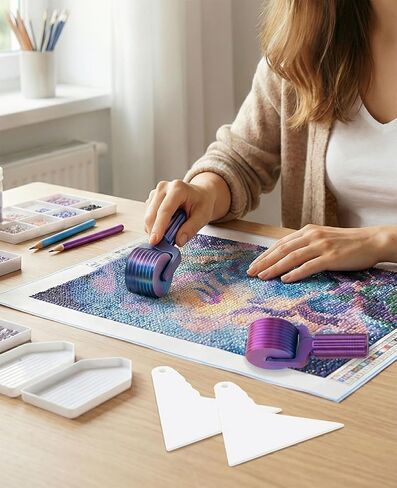 PASDUCHAS 2 Pack Diamond Art Roller, DIY Diamond Painting Accessories Kit with 2 Diamond Art Straightening Tools, Easy-Grip Pressing Wheel for Rhinestone Embroidery in Saudi Arabia