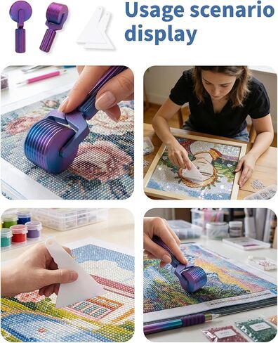 PASDUCHAS 2 Pack Diamond Art Roller, DIY Diamond Painting Accessories Kit with 2 Diamond Art Straightening Tools, Easy-Grip Pressing Wheel for Rhinestone Embroidery in Saudi Arabia
