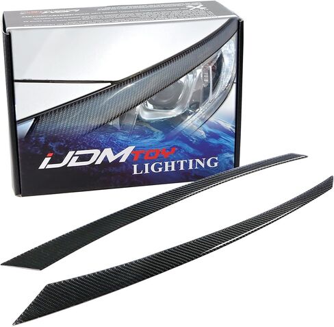 iJDMTOY Gloss Black Real Carbon Fiber Front Road Illuminating Light Eyebrow Covers Compatible with 2016-21 Honda Civic Sedan/Hatchback/Coupe in Kuwait