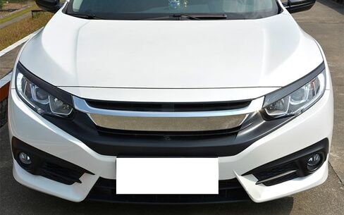 iJDMTOY Gloss Black Real Carbon Fiber Front Road Illuminating Light Eyebrow Covers Compatible with 2016-21 Honda Civic Sedan/Hatchback/Coupe in Kuwait