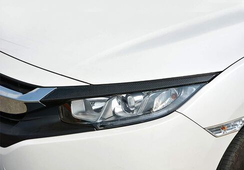 iJDMTOY Gloss Black Real Carbon Fiber Front Road Illuminating Light Eyebrow Covers Compatible with 2016-21 Honda Civic Sedan/Hatchback/Coupe in Kuwait