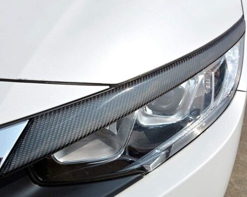 iJDMTOY Gloss Black Real Carbon Fiber Front Road Illuminating Light Eyebrow Covers Compatible with 2016-21 Honda Civic Sedan/Hatchback/Coupe in Kuwait