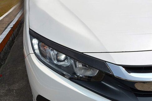 iJDMTOY Gloss Black Real Carbon Fiber Front Road Illuminating Light Eyebrow Covers Compatible with 2016-21 Honda Civic Sedan/Hatchback/Coupe in Kuwait